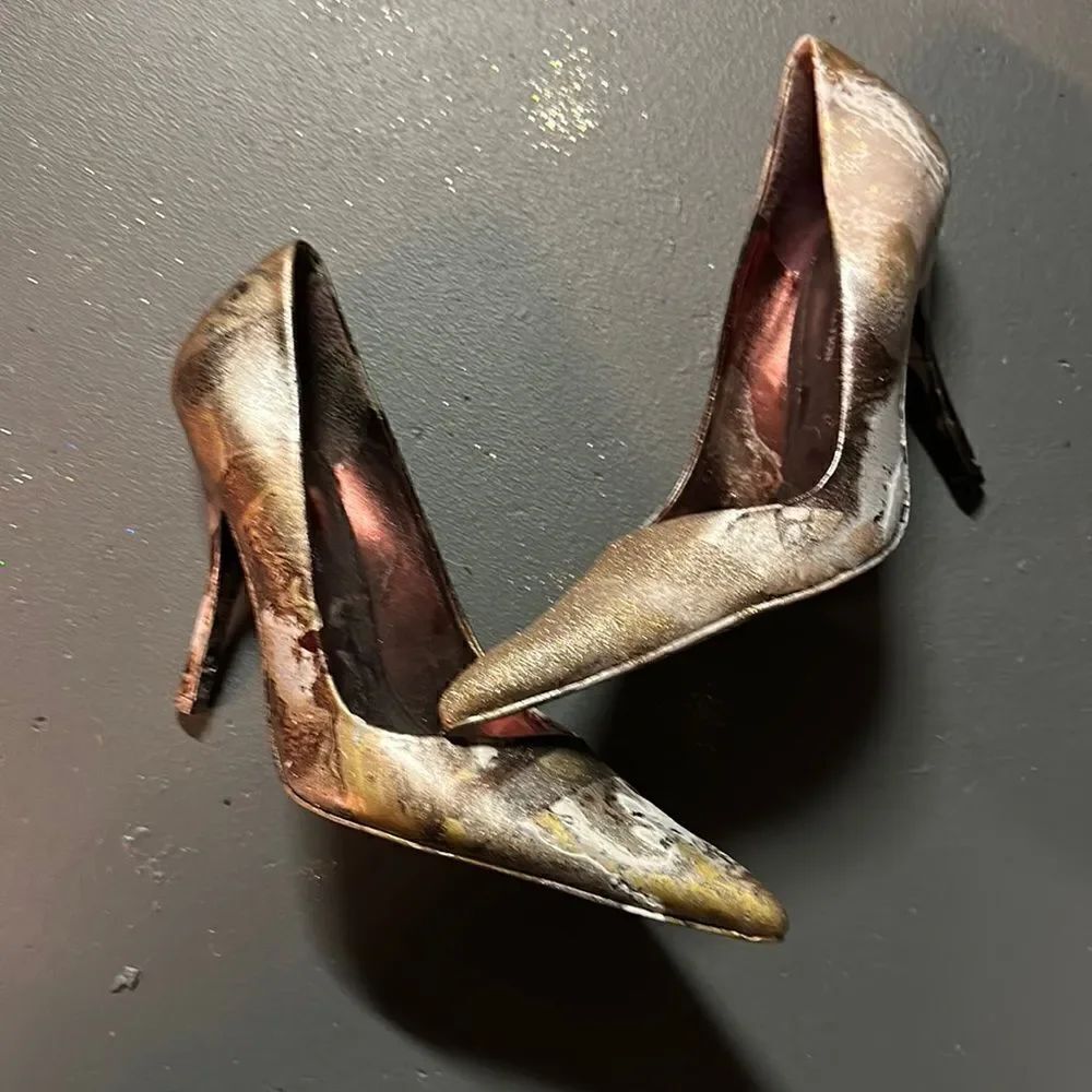 Size 41 (9) Red Luxe Vianna Collection Custom Upcycled Glitter Stilettos